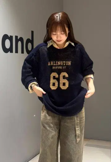 니코앤드 2way 넘버링 풀오버 네이비 택 포함 새상품