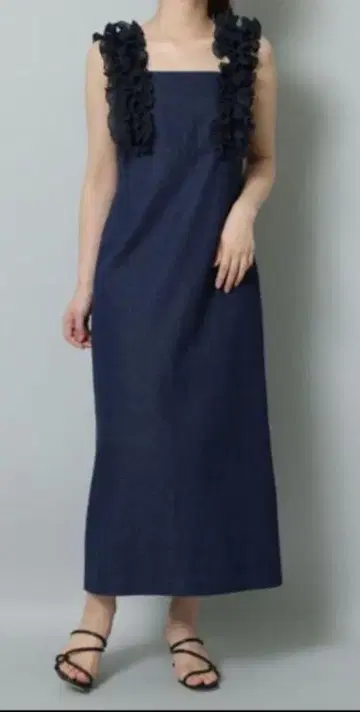 리랜드트루 숄더 프릴 데님 원피스
