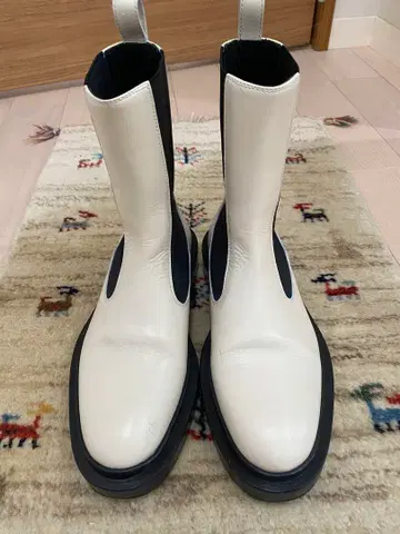 질 샌더 화이트 가죽 사이드 고어 부츠 35.5 22.5cm