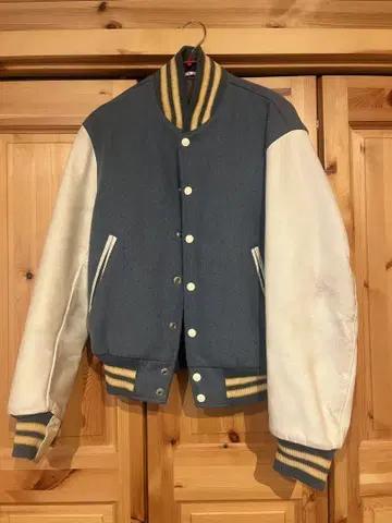 Goldenbear 바시티 자켓 소매 가죽 가죽 택