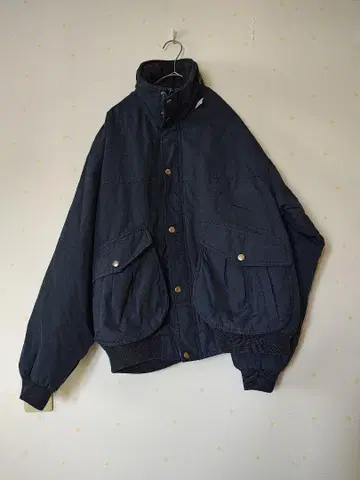 빈티지 Routte 141 네이비 후드 부착 충전솜 면 자켓 Y2K