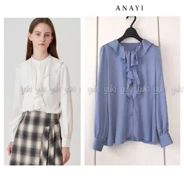 ANAYI 새틴 암젠 프릴 블라우스