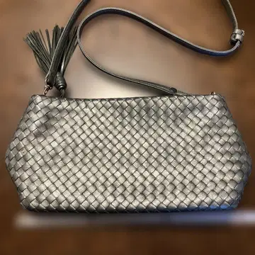 LISETTE 뜨개질 가죽 숄더백 실버