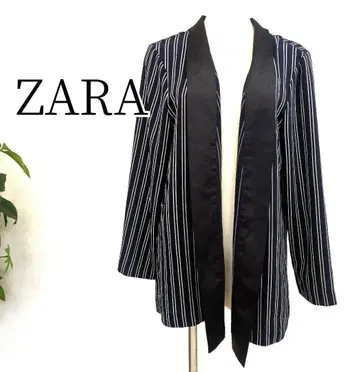 ZARA 자라 베이직 스트라이프 새틴 자켓 드레이프감 소재 네이비