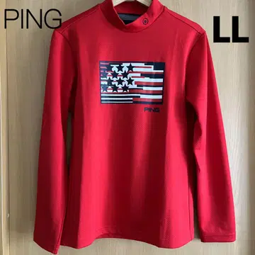 핑 ping 성조기 기모 티셔츠 하이넥 셔츠 빨간색 LL