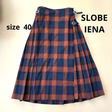 [ 새상품급 ] SLOBE IENA 랩스커트 체크 오렌지 계열