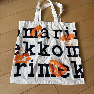 마리메꼬 오렌지 꽃무늬 토트백