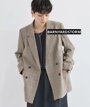 BARNYARDSTORM 더블 테일러드 자켓 (베이지 체크)