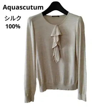 Aquascutum 아쿠아 스큐텀 프릴 실크 100% 스웨터