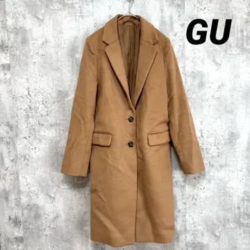 새상품급 [ GU ] 롱 코트 체스터 코트 카멜 S 울 심플