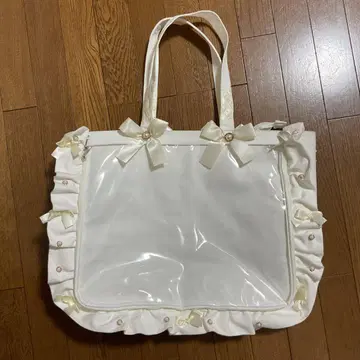 자카마트 리본 포함 화이트 토트백 이타백 A4 사이즈