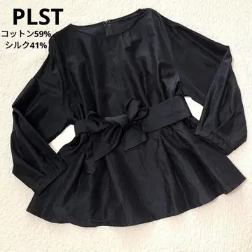 PLST 플라스테 실크 블렌드 블라우스 M 네이비