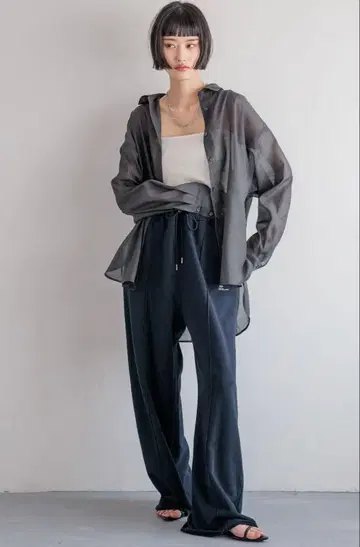 LOWRYS fasm 시어 셔츠 LS / 블랙/2.롱