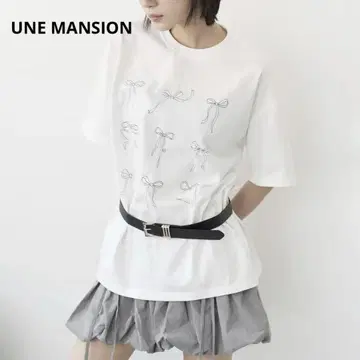 UNE MANSION 유누 리본 오버 사이즈 T셔츠 한국