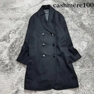 여성용 캐시미어 100% 체스터 코트 롱 기장 M 상당 블랙 컨디션 최상