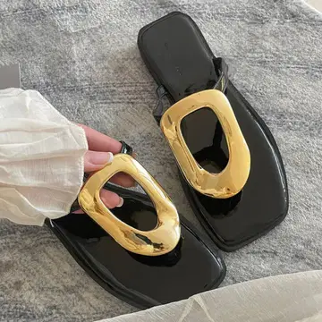스퀘어 골드 샌들 38mm 비치 샌들 비치 샌들 24cm 블랙