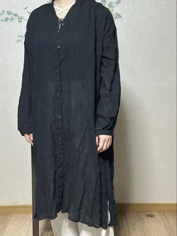 블랙 셔츠 원피스 긴팔 롱 기장