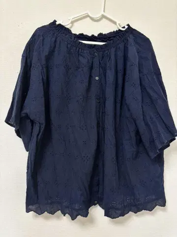 오버 자수 전후 2WAY 블라우스 네이비 사만사 모스모스