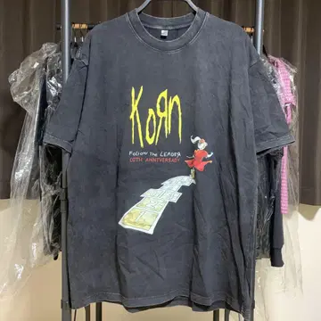 KORN 워시드 T셔츠 백 프린트 뉴 메탈 래드