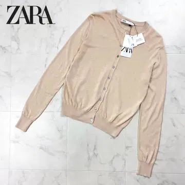 새상품 ZARA 실크 혼방 가디건 핑크 베이지 사이즈 S*GD754
