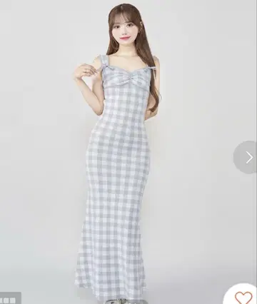 다리치 깅엄 자카드 니트 롱 원피스 색스 프리 사이즈