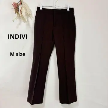 인디비 INDIVI 플레어 팬츠 M 브라운 센터 시임 오피스