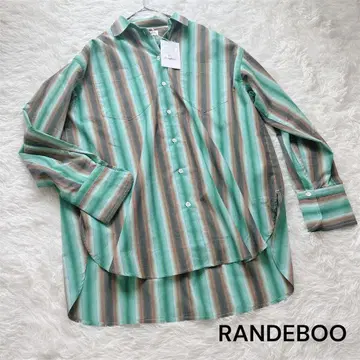 RANDEBOO 스트라이프 셔츠 그린 FREE 코튼 100