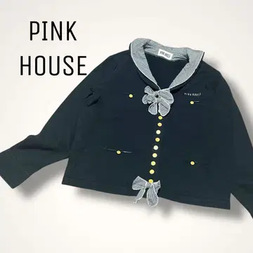 PINK HOUSE 세일러 카라 가디건 리본 포함 골드 버튼 M
