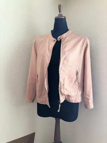 봄/가을 레이빔즈 노카라 자켓 1 핑크 텐셀 소재