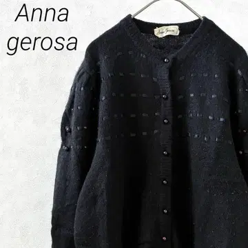 Anna gerosa 가디건 퍼프 슬리브 리본 울 혼방 두꺼운 원단
