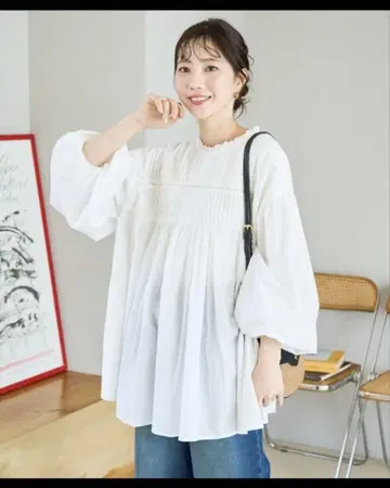 FREAK'S STORE 핀턱 개더 롱 슬리브 블라우스