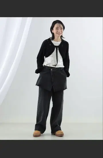 Ray BEAMS 데님 스커트 세트 팬츠