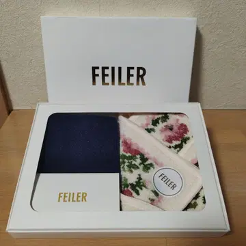 [FEILER] 타월 손수건 2장 세트 네이비 꽃무늬