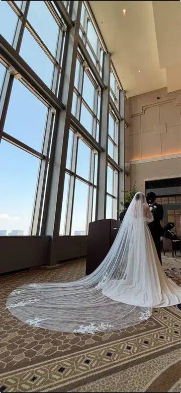 레이스 웨딩 베일 270cm 화이트
