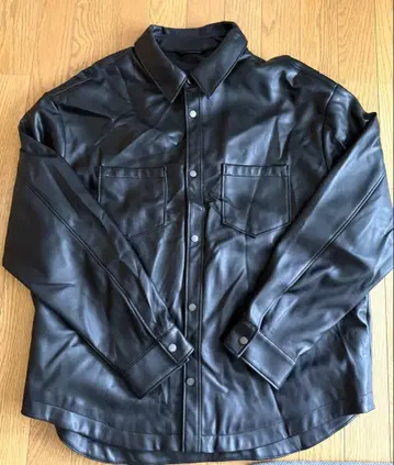 ZARA 블랙 가죽 셔츠 XL