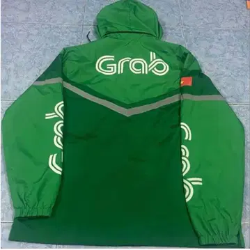 Grab 후드 부착 자켓 그린 그랩 UBER