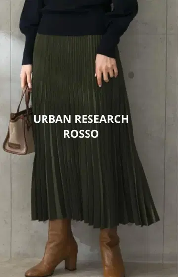 URBAN RESEARCH ROSSO 스웨이드 새틴 플리츠 스커트