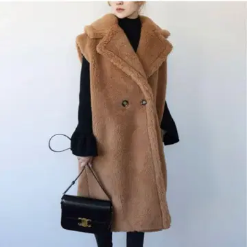 미사용 새상품 ELFRANK 빅칼라 보아 롱 베스트 테디베어 베스트 코트