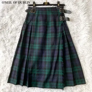 O'NEIL OF DUBLIN 체크 퀼트 랩스커트 가죽 벨트