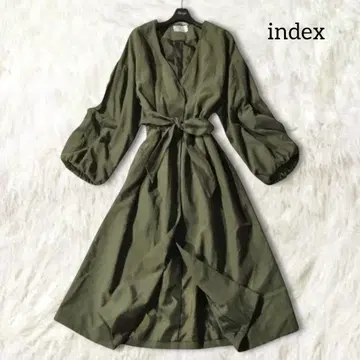 인덱스 노카라 롱 코트 자켓 아우터 카키 벨트 가을