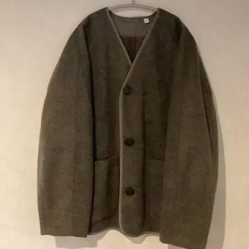 UNIQLO U 울 혼방 카키 노카라 자켓 M 사이즈