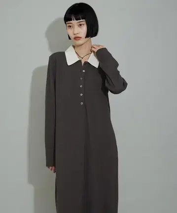 새상품 ADAM ET ROPE' 24AW 폴로 셔츠 원피스 차콜