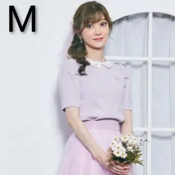 새상품 시마무라 치하루 라푼젤 골지 풀오버 반팔 연보라색 M