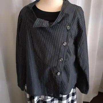 스트라이프 숏 자켓
