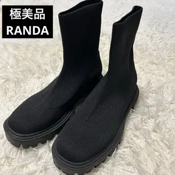 새상품급 RANDA 블랙 니트 부츠 M 23.5