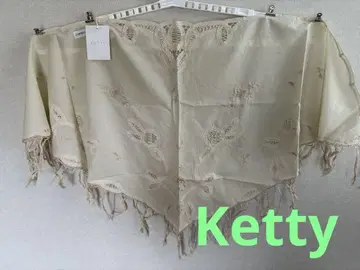 KETTY 아이보리 자수 프린지 스톨