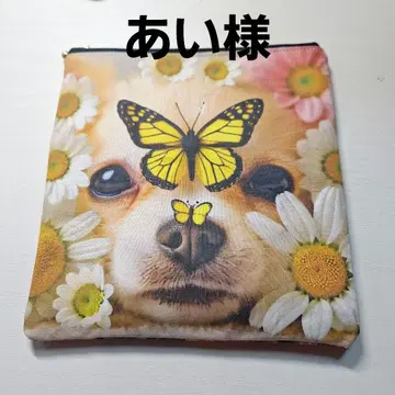 초레어 치와와 패널 원단 핸드메이드 플랫 파우치