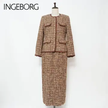 새상품 INGEBORG 트위드 셋업 수트 브라운 사이즈 S*GD865