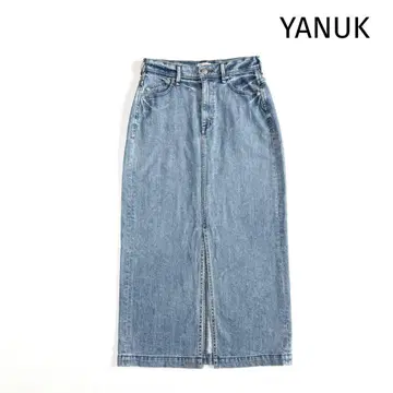 야누크 데님 롱 타이트 슬릿 스커트