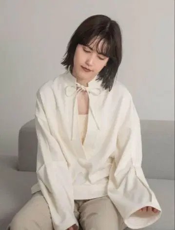 lawgy plunging neck ribbon blouse